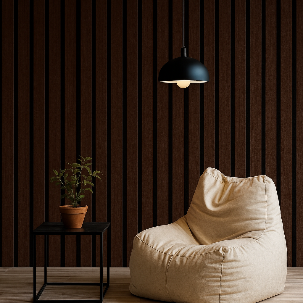Dark Brown Vertical Slat Wallpaper