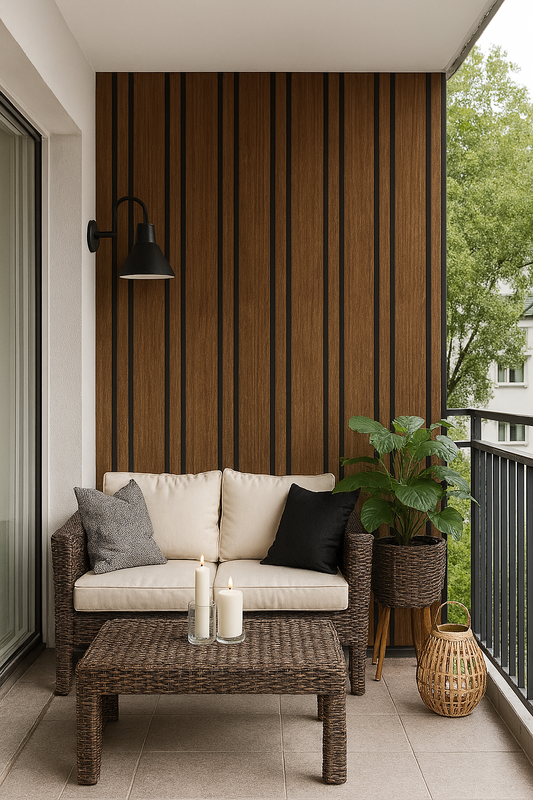 Vertical Wood Accent for Modern Balcony Spaces