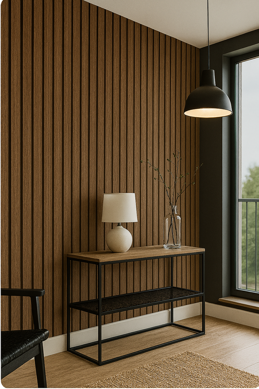Warm Vertical Slats for Welcoming Entryways