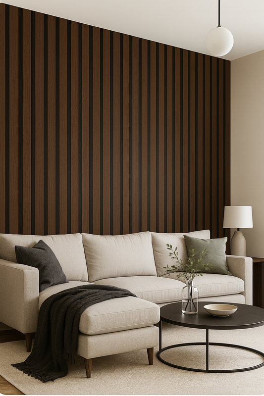 Dark Vertical Woodgrain for Cozy Living Rooms