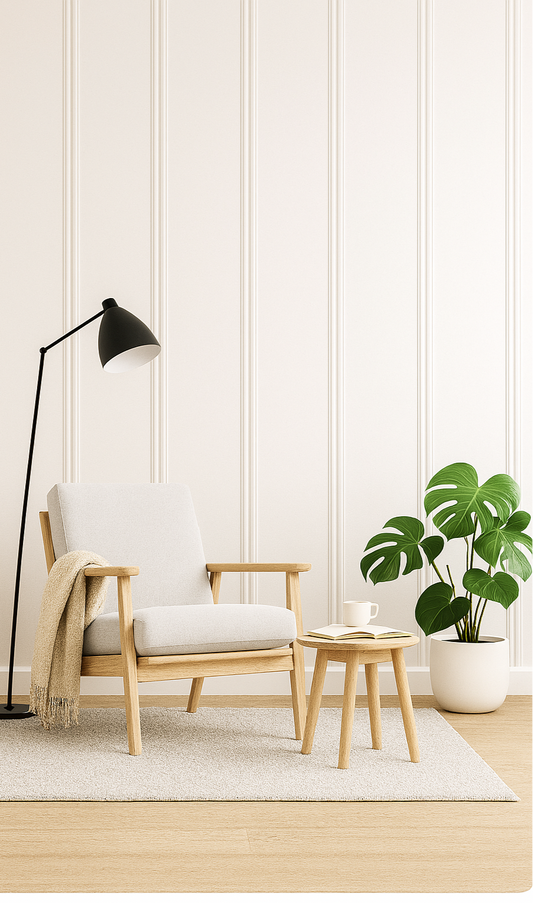 Soft Ivory Vertical Panel Wallpaper