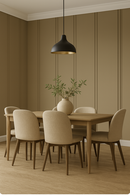Warm Taupe Vertical Groove Panel Wallpaper