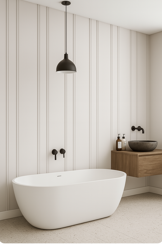 Modern Light Ivory Vertical Panel Wallpaper