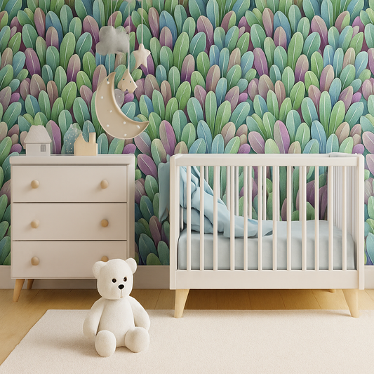 Dreamy Forest: Pastel Leaf Wallpaper for Kids