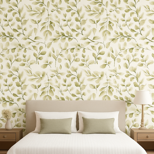 Natural Breeze: Soft Green Leaf Wallpaper