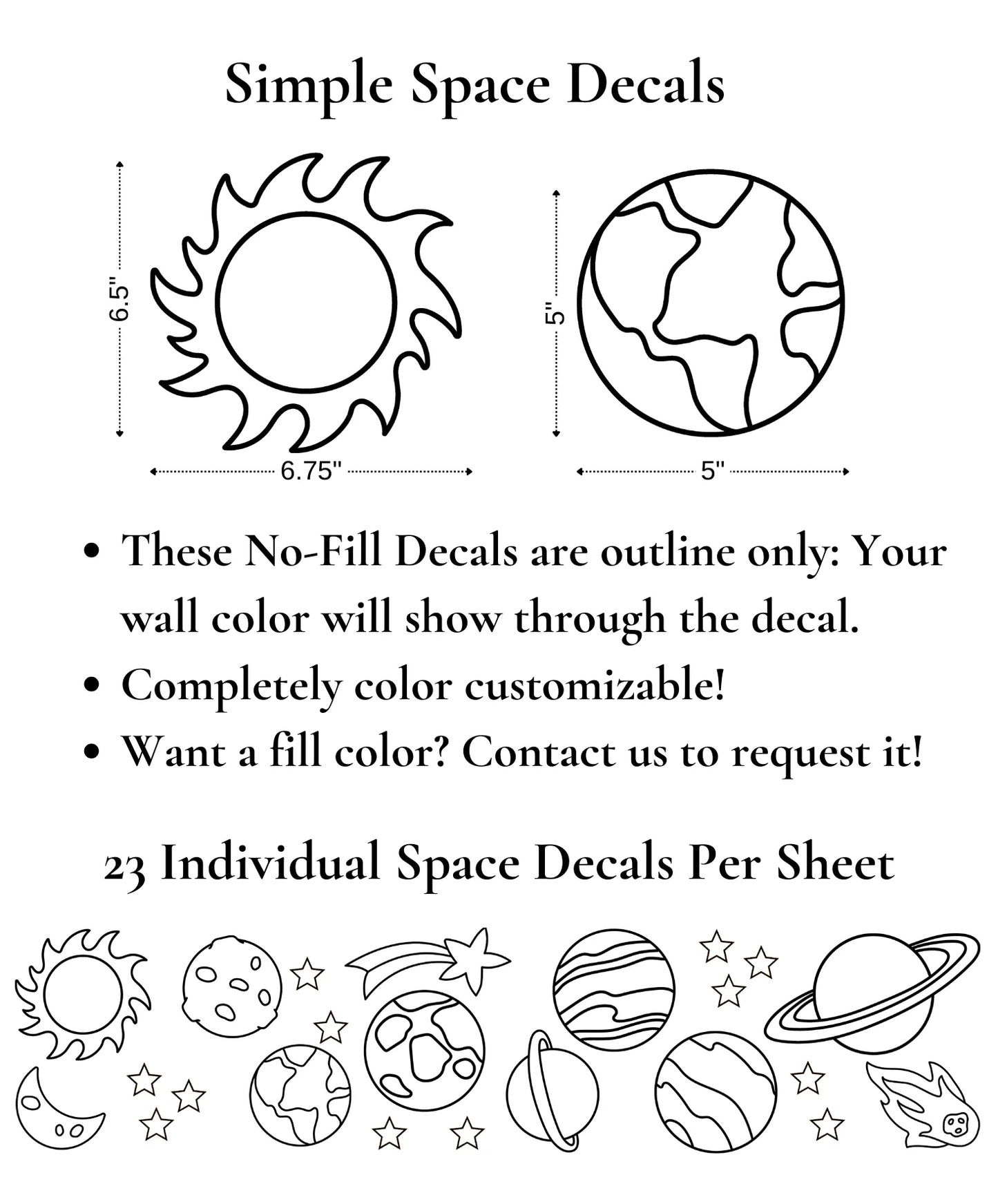 Simple Space Decals (Peel and Stick Decals)