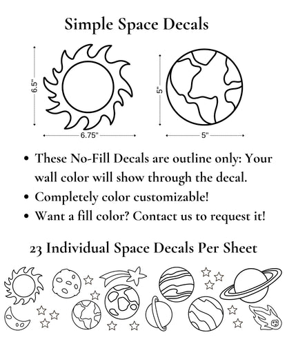 Simple Space Decals (Peel and Stick Decals)