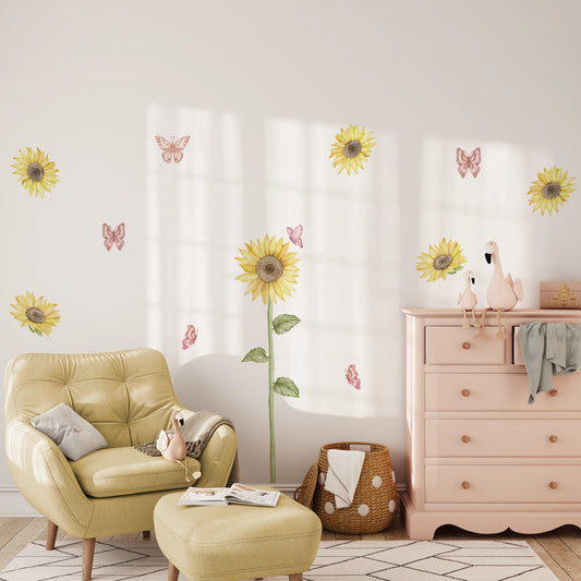 Sunflower and Butterfly Wall Stickers