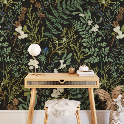 Dark Botanical Peel and Stick Wallpaper