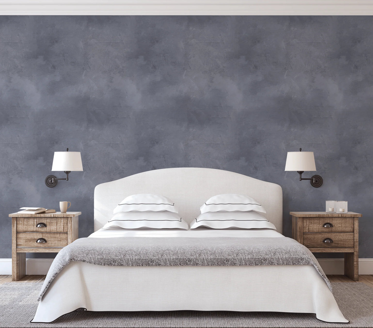 Antique Blue Limewash Wallpaper