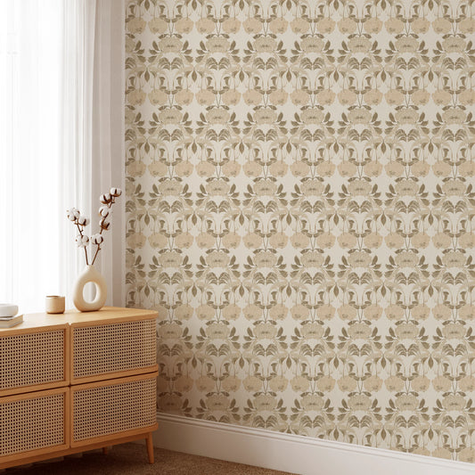 Beige Fabric Look Peel and Stick Wallpaper