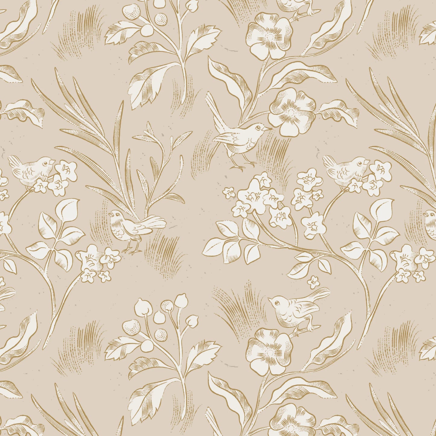 Birds And Blossoms Peel and Stick Wallpaper