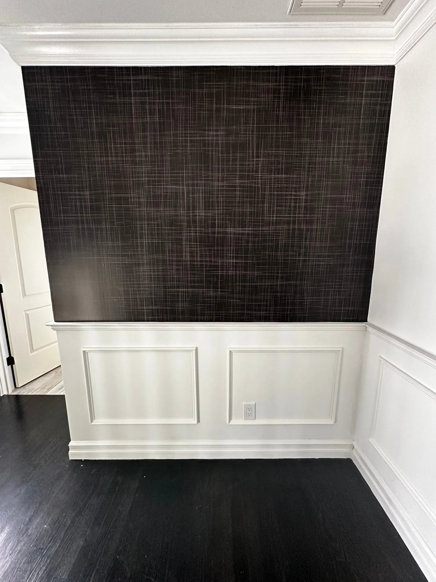 Black Grasscloth Peel and Stick Wallpaper (Faux)