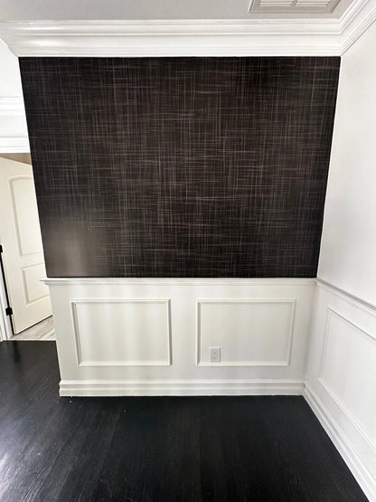 Black Grasscloth Peel and Stick Wallpaper (Faux)
