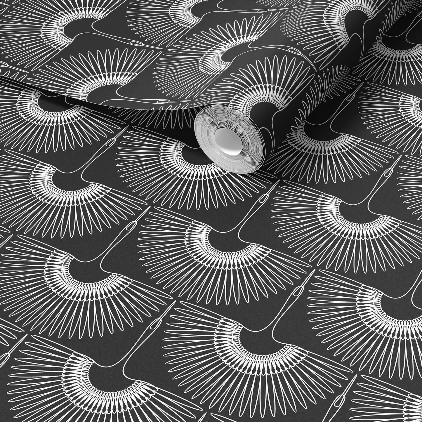 Black Swan Removable Peel and Stick Wallpaper (Crane)