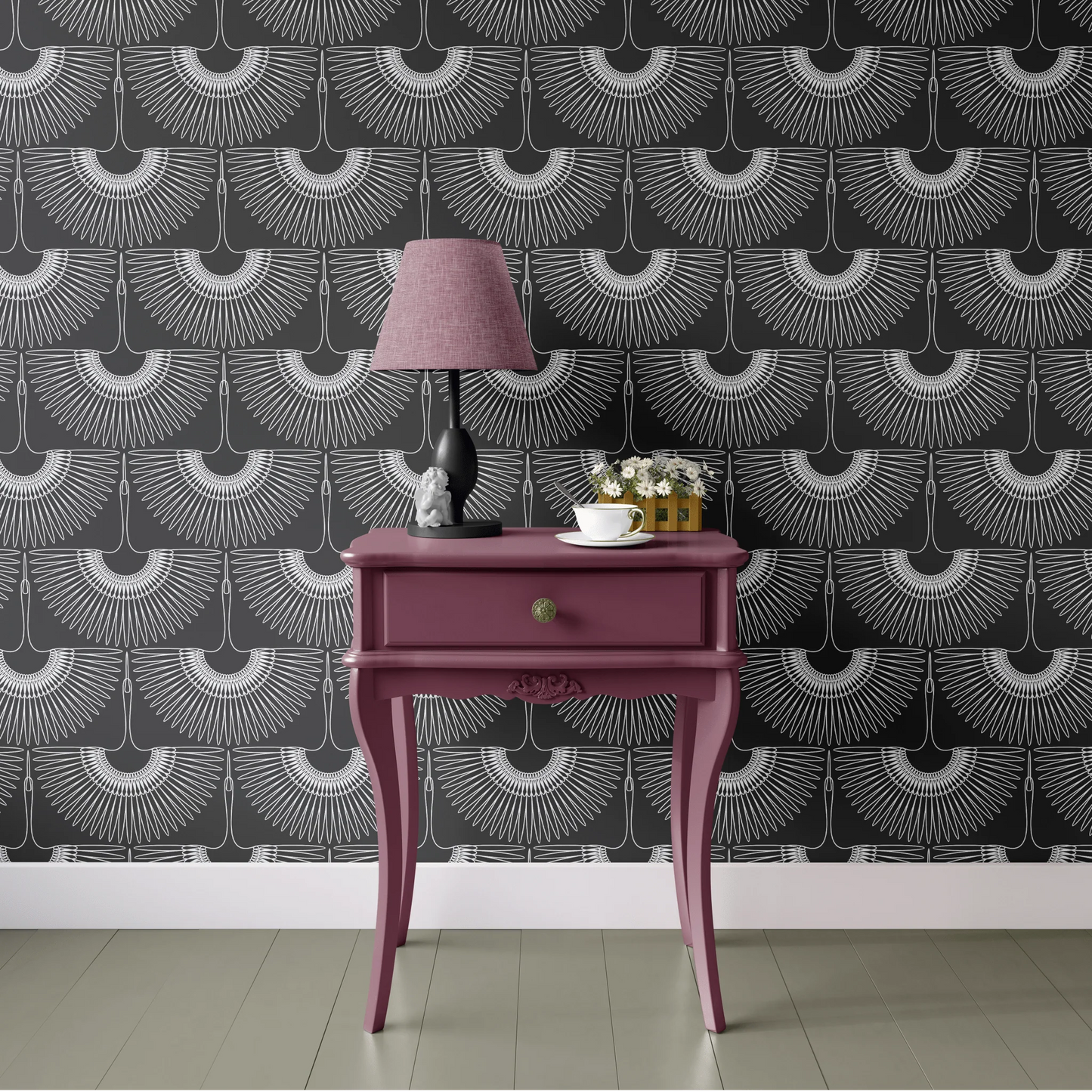 Black Swan Removable Peel and Stick Wallpaper (Crane)