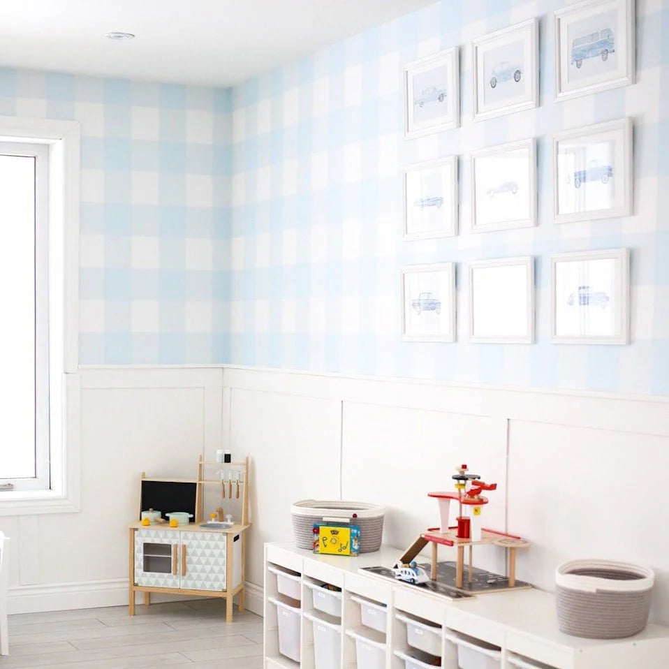Blue Gingham Peel and Stick Wallpaper