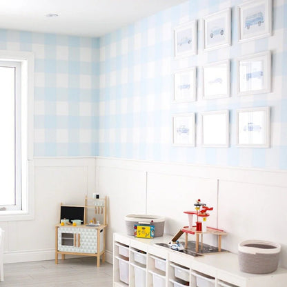 Blue Gingham Peel and Stick Wallpaper