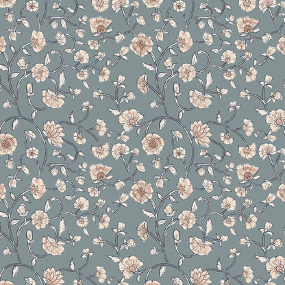 Blue Vintage Floral Peel and Stick Wallpaper