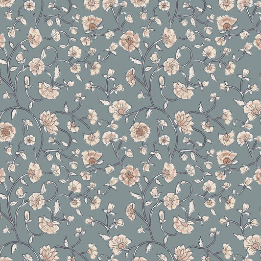 Blue Vintage Floral Peel and Stick Wallpaper