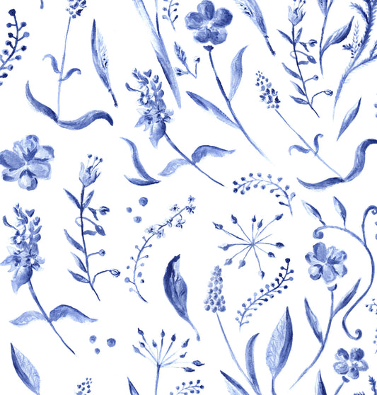 Vintage Bluebell Peel and Stick Wallpaper