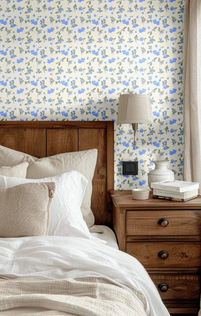 Blueberry Fields Wallpaper, Peel and Stick or Traditional