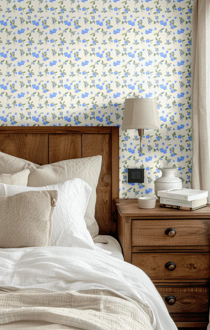 Blueberry Fields Wallpaper, Peel and Stick or Traditional