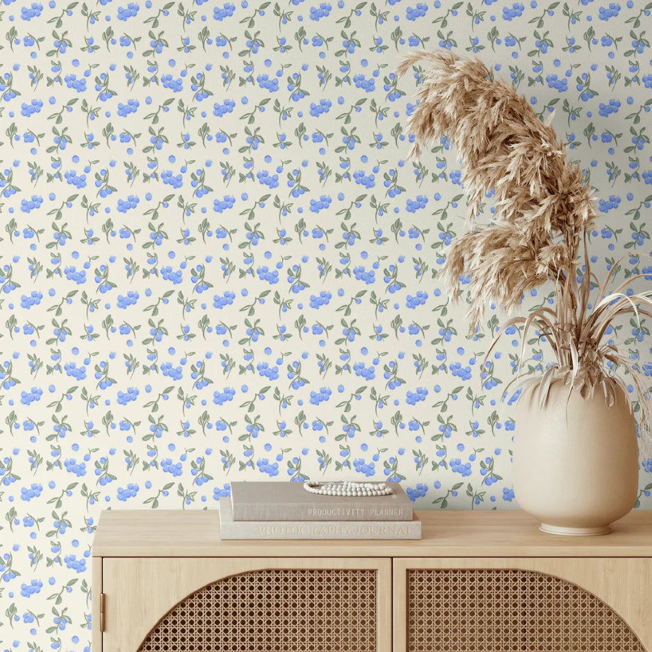 Blueberry Fields Wallpaper, Peel and Stick or Traditional
