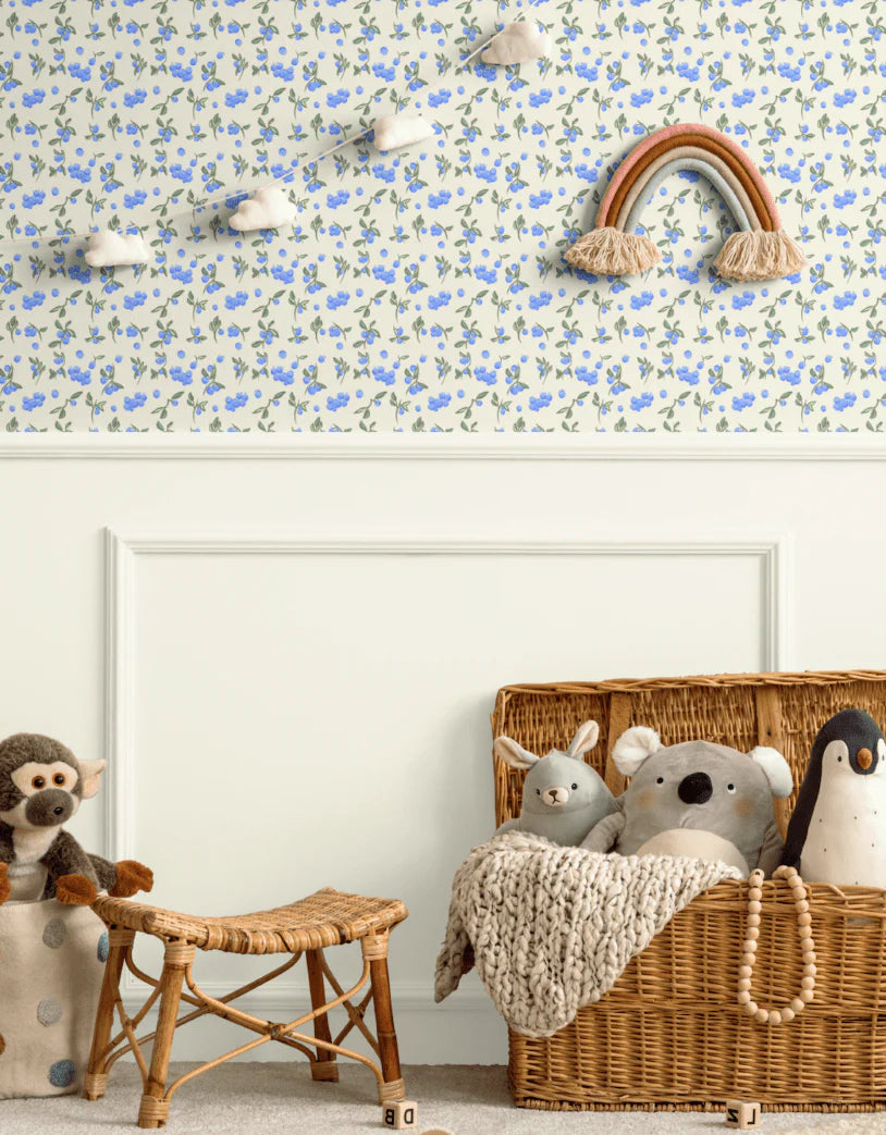 Blueberry Fields Wallpaper, Peel and Stick or Traditional