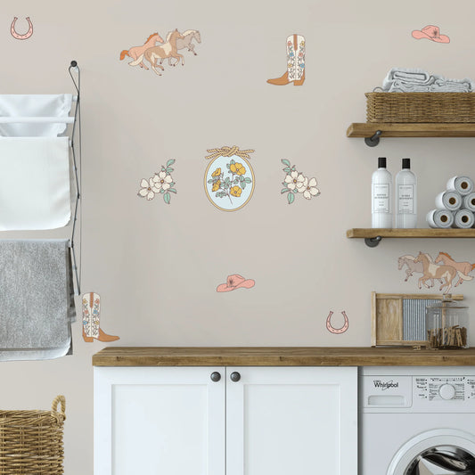 Boots and Blooms Wall Stickers (Peel and Stick Decals)