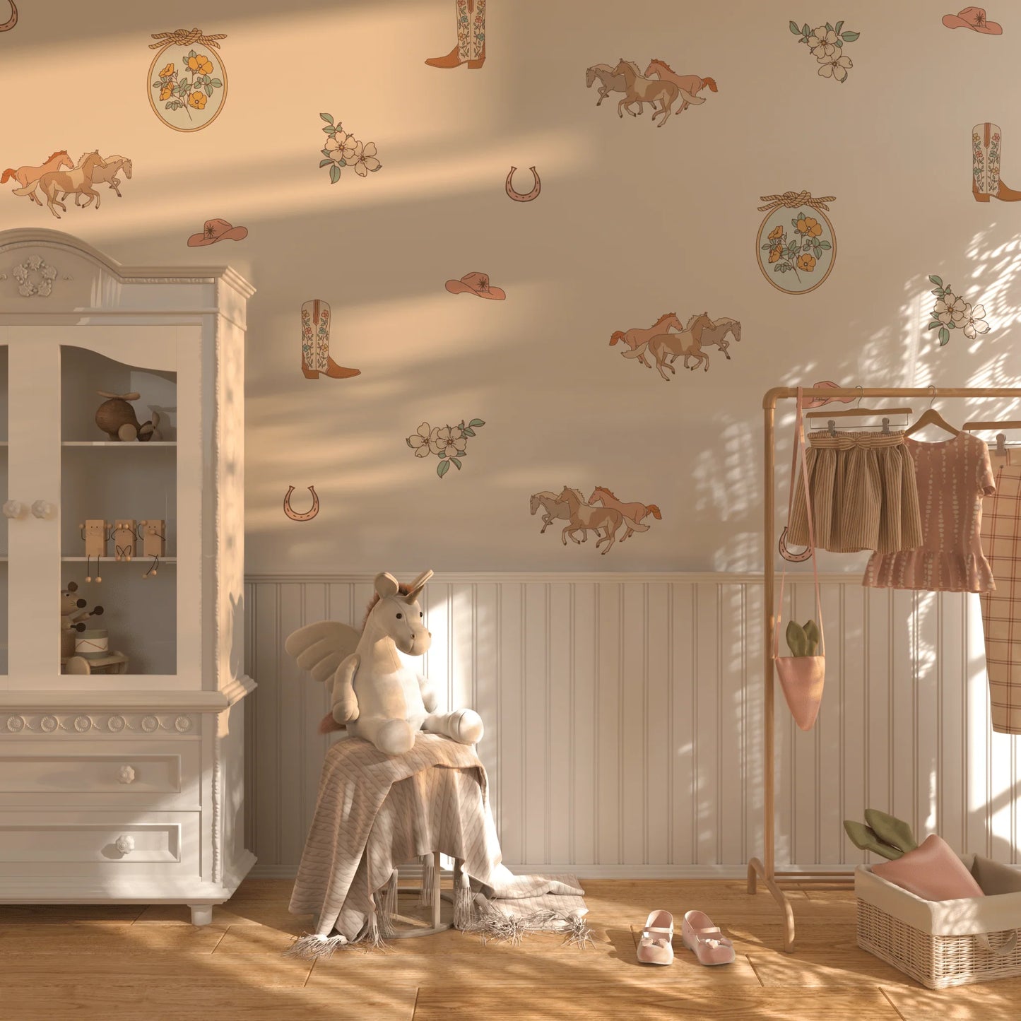 Boots and Blooms Wall Stickers (Peel and Stick Decals)