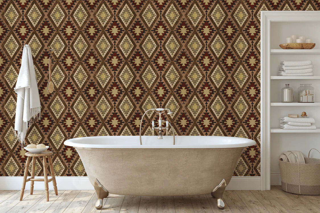 Cattleman's Quilt Wallpaper, Peel and Stick or Traditional