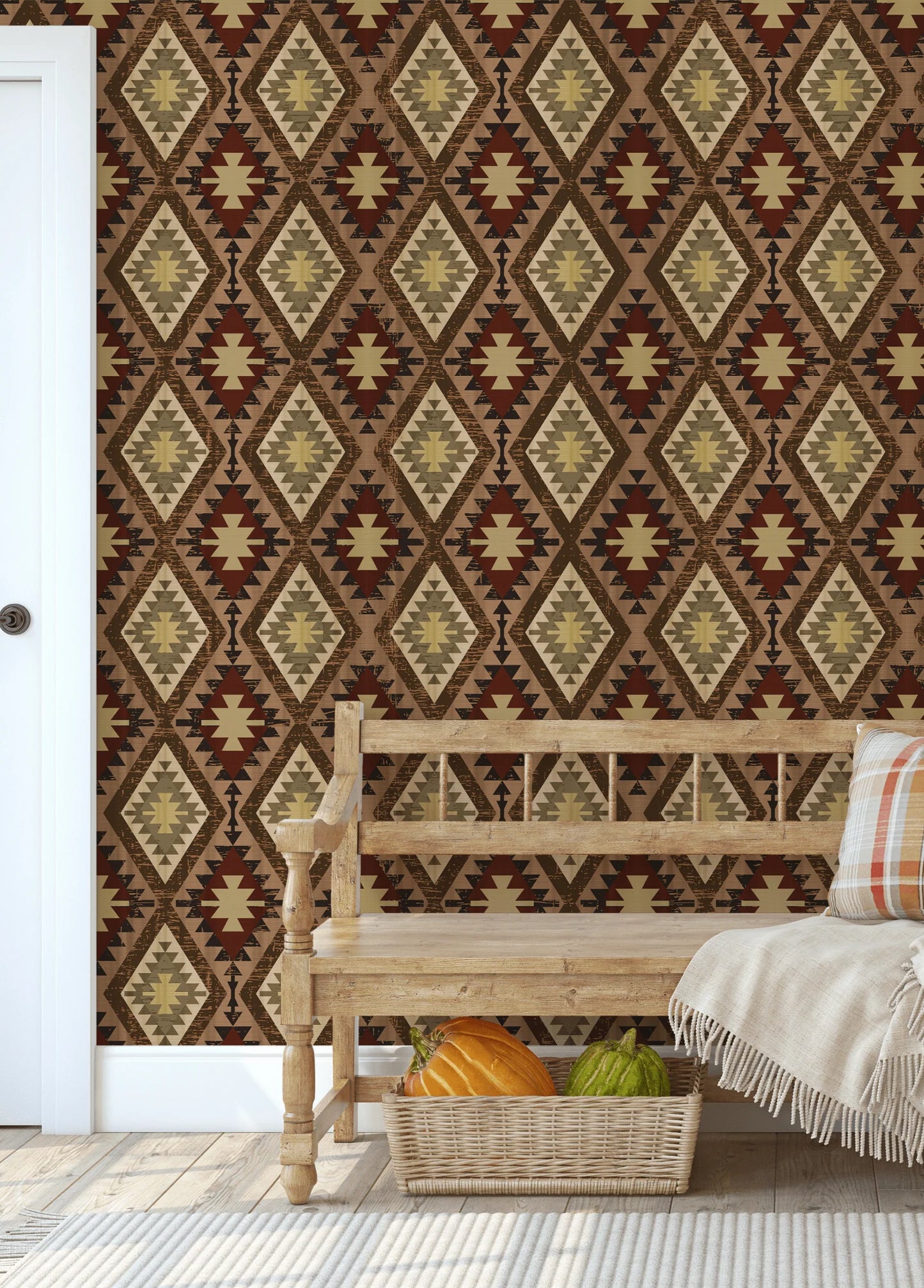 Cattleman's Quilt Wallpaper, Peel and Stick or Traditional