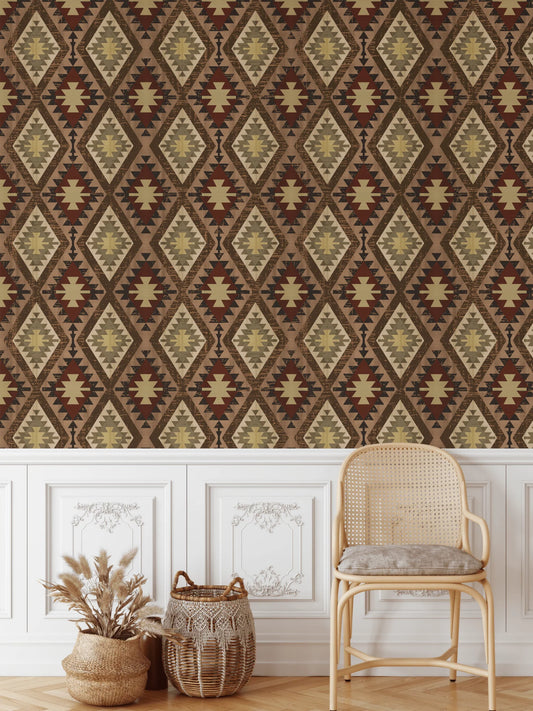 Cattleman's Quilt Wallpaper, Peel and Stick or Traditional