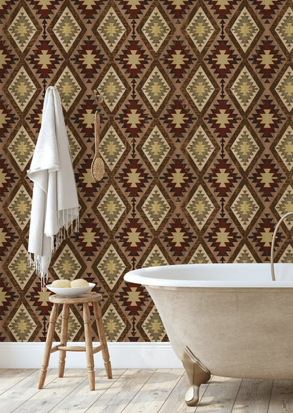Cattleman's Quilt Wallpaper, Peel and Stick or Traditional