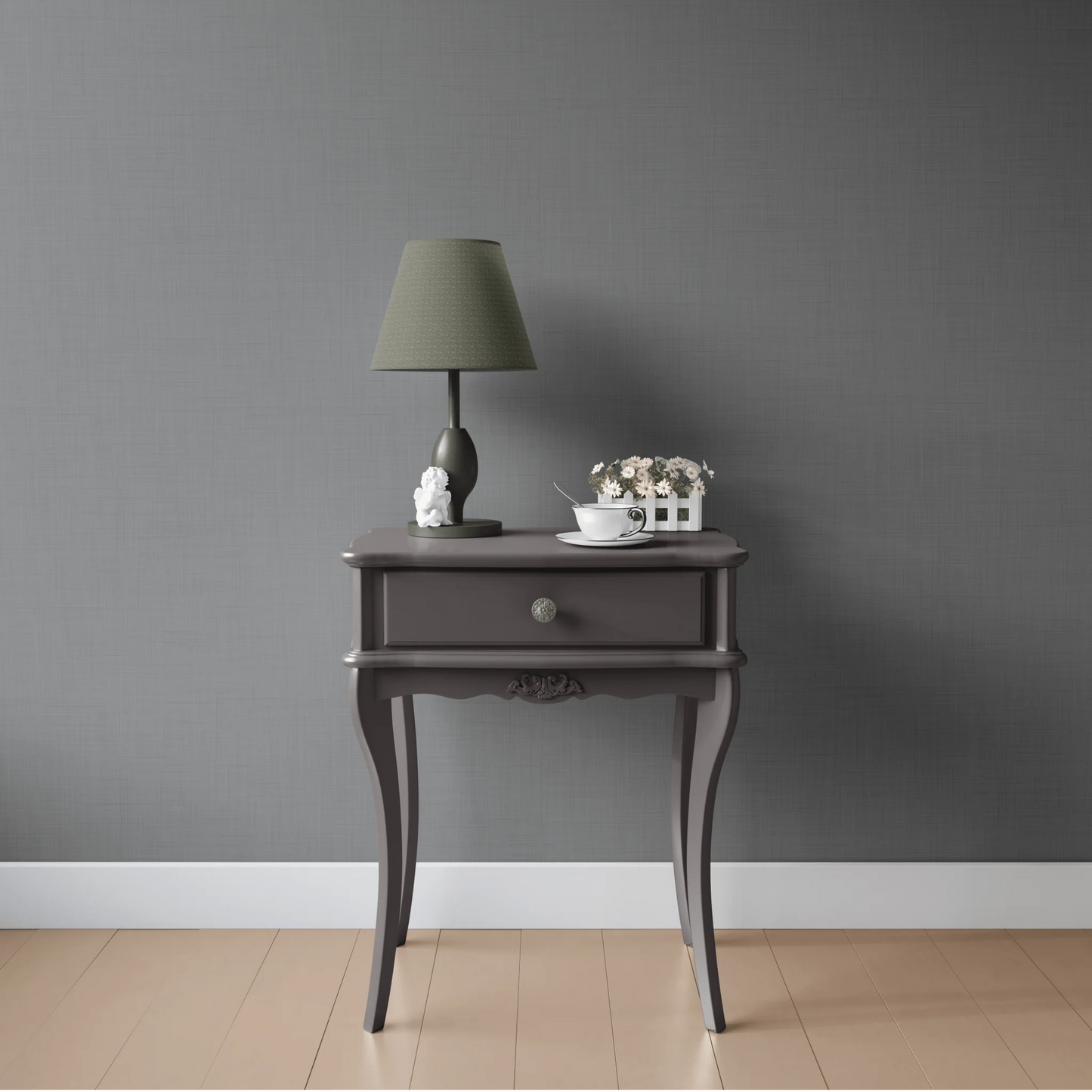 Charcoal Grey Grasscloth Peel and Stick Wallpaper (Faux)