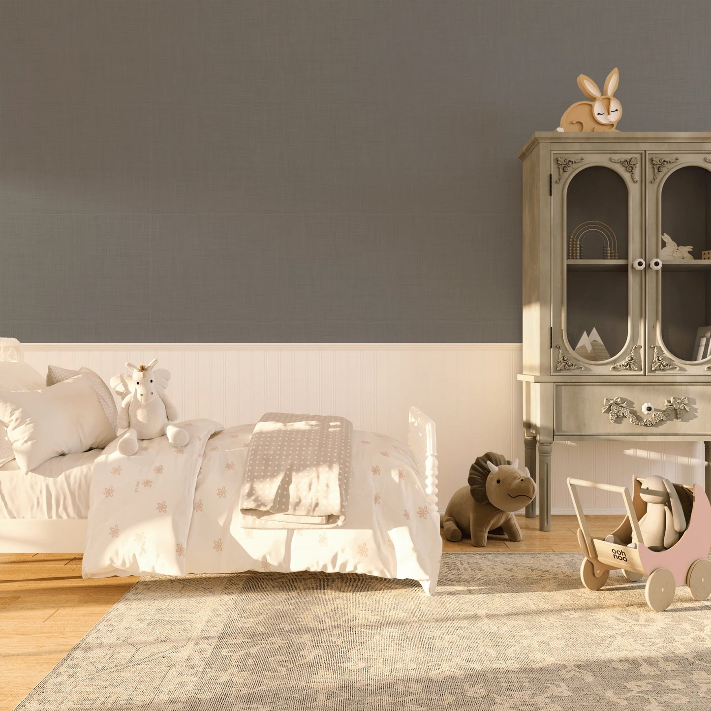Charcoal Grey Grasscloth Peel and Stick Wallpaper (Faux)