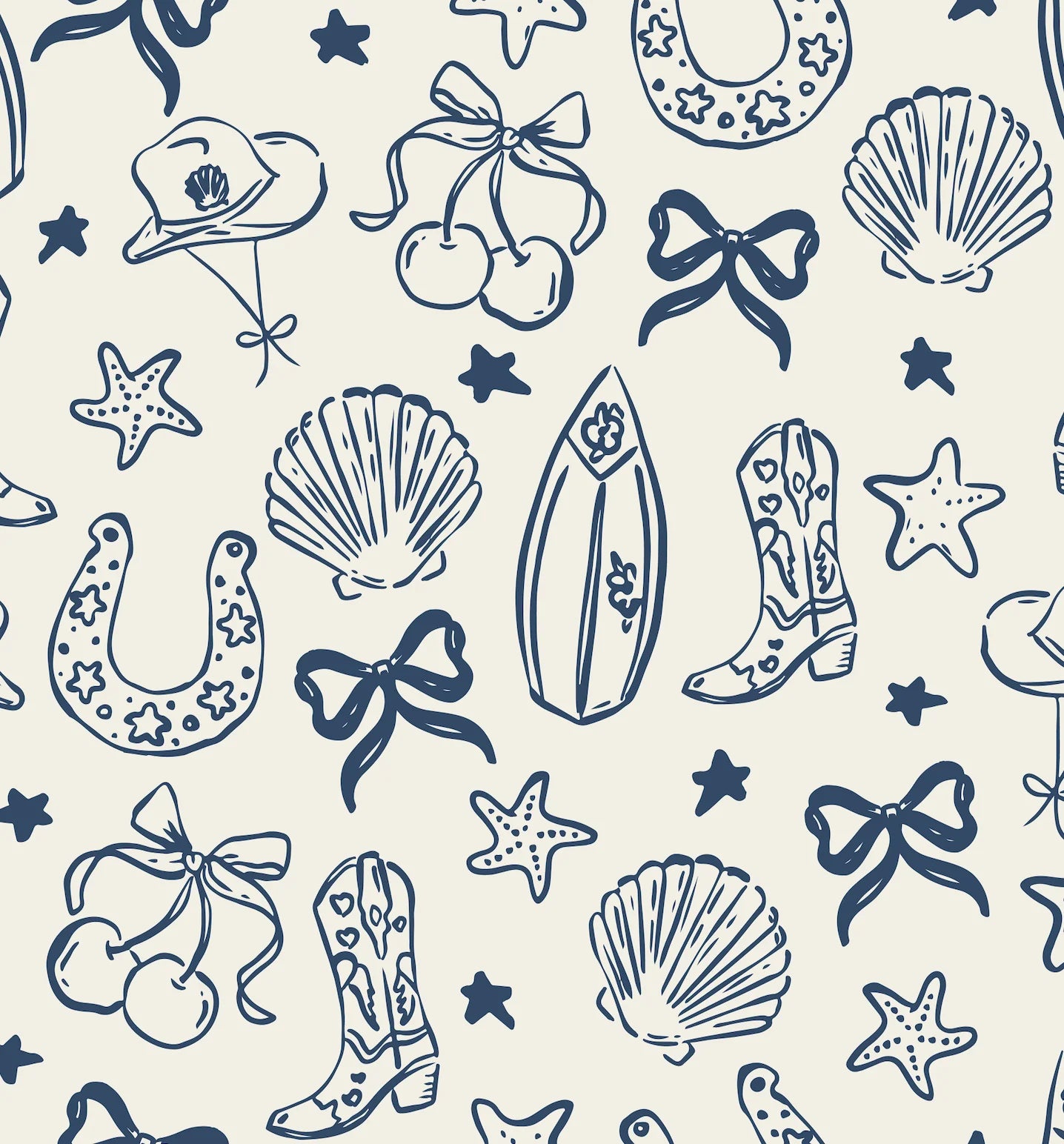 Coastal Cowgirl Peel and Stick Wallpaper (Blue)