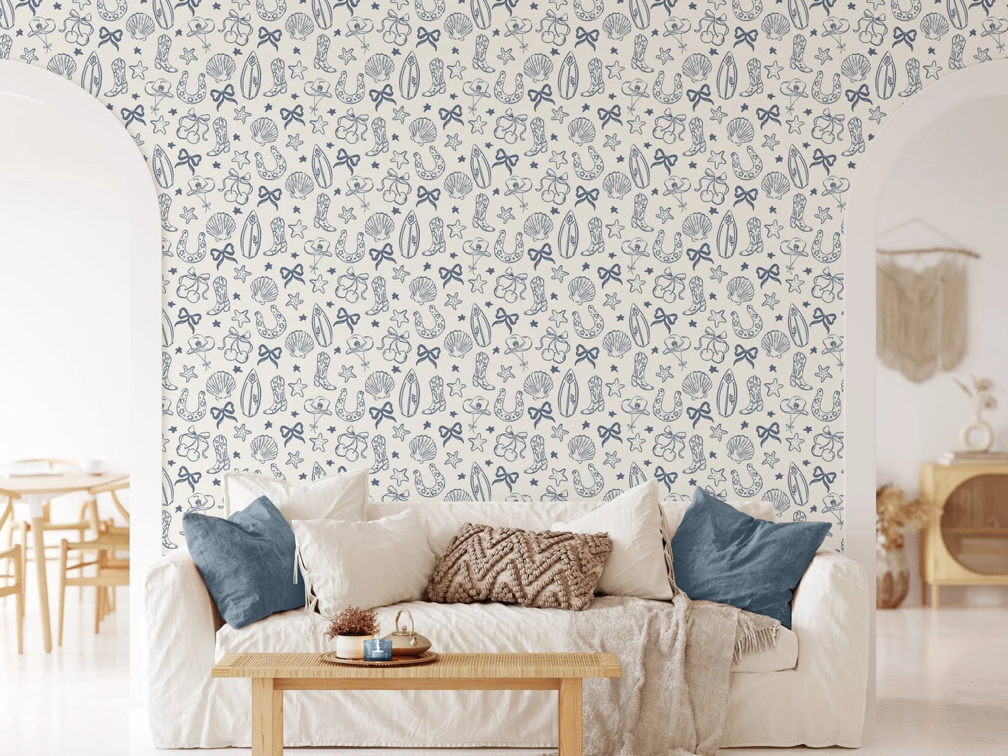 Coastal Cowgirl Peel and Stick Wallpaper (Blue)