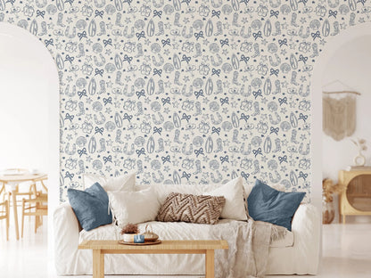 Coastal Cowgirl Peel and Stick Wallpaper (Blue)