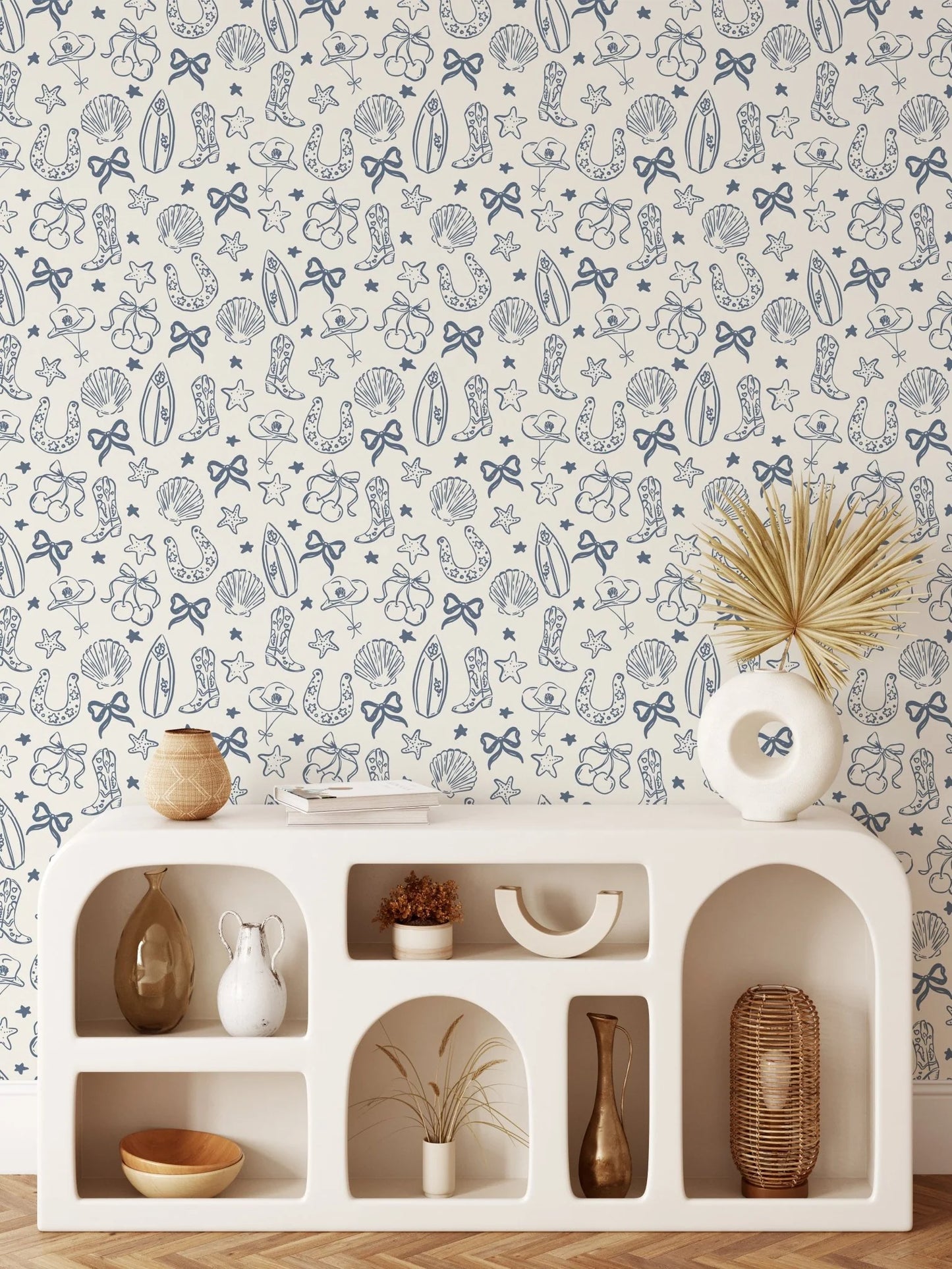 Coastal Cowgirl Peel and Stick Wallpaper (Blue)
