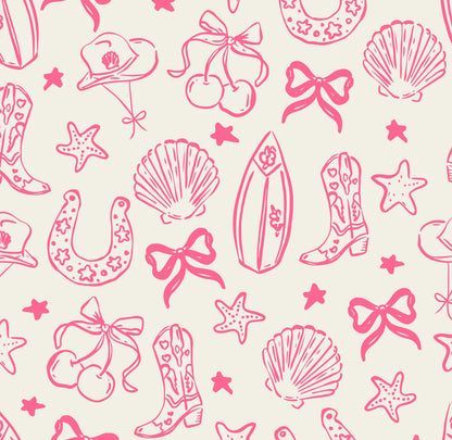 Coastal Cowgirl Peel and Stick Wallpaper (Pink)