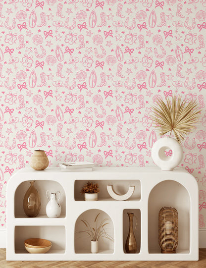 Coastal Cowgirl Peel and Stick Wallpaper (Pink)