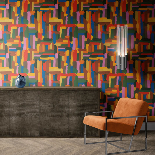Colorful Midcentury Wallpaper For Walls (Easy Hang)