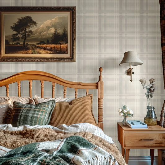 Cream Tartan Wallpaper