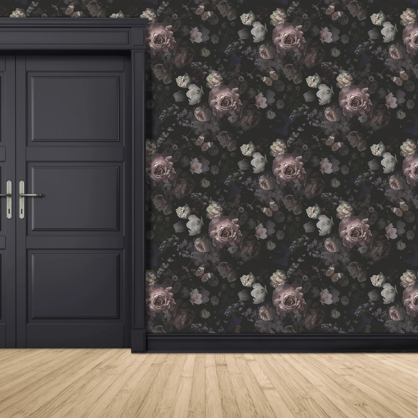 Dark Floral Butterfly Peel and Stick Wallpaper