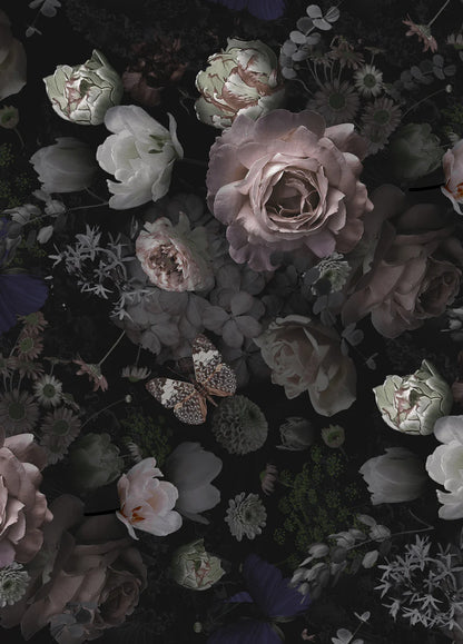 Dark Floral Butterfly Peel and Stick Wallpaper