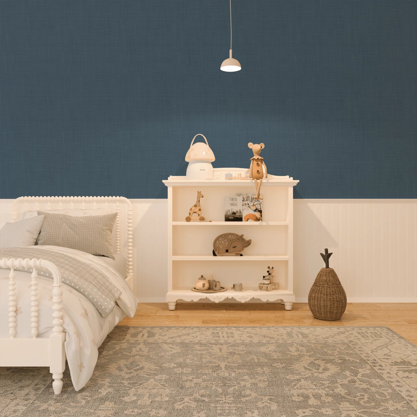Denim Blue Grasscloth Peel and Stick Wallpaper (Faux)