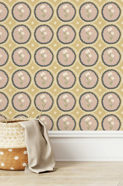 Dusty Pink Scallop Wallpaper