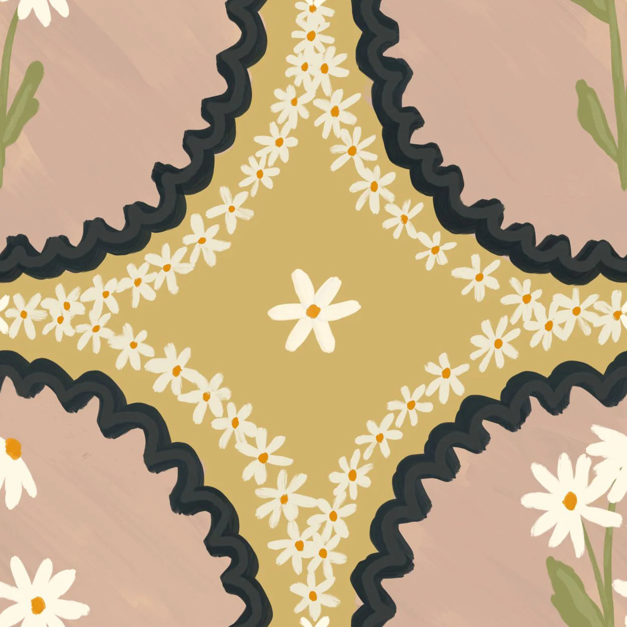 Dusty Pink Scallop Wallpaper